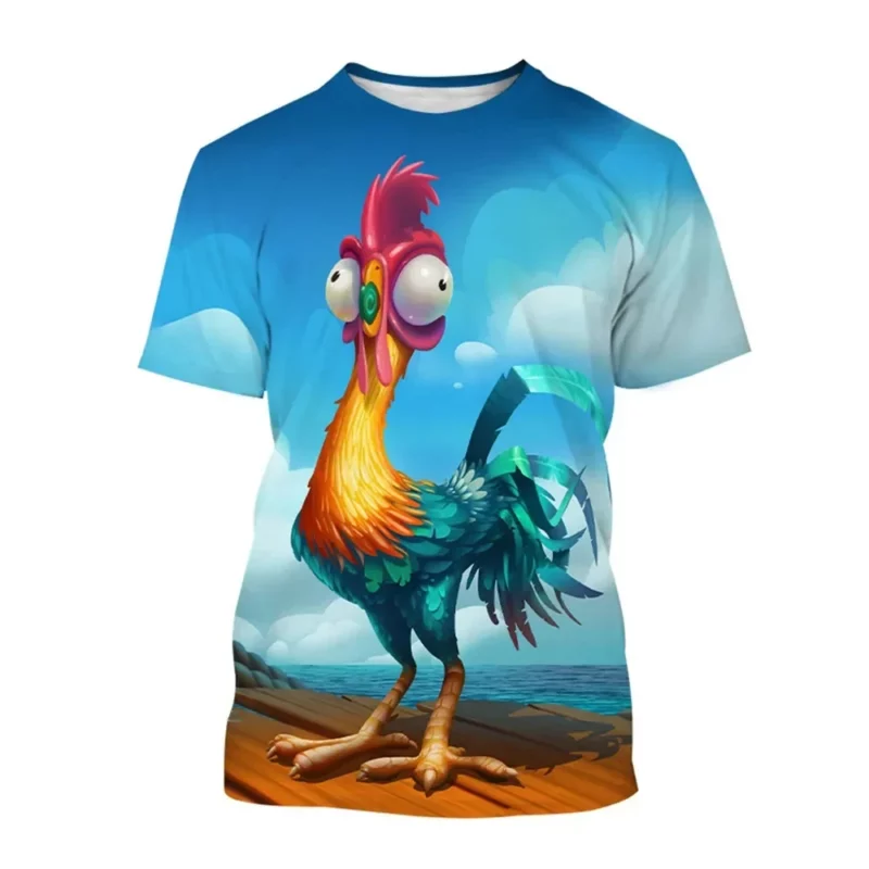 2024 Grappige Kip T-shirts 3D Print Moana Cartoon Anime Mannen Vrouwen Straat Casual T-shirt Kinderen Jongen Meisje Tees tops Kleding - Image 4