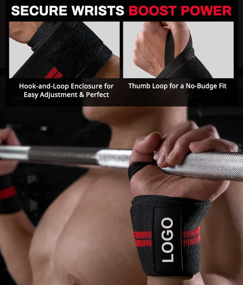 1 paar polsbandjes Polssteun Brace-riemen Extra sterkte Gewichtheffen Polsbandages Bandage Fitness Gym Training Aangepast logo - Image 4