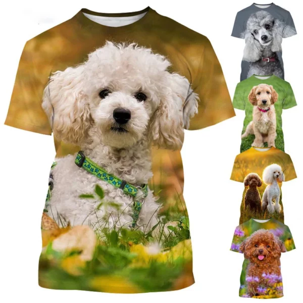Nieuwe Mode Poedel 3D Gedrukt T-shirt Mannen En Vrouwen Zomer Casual Korte Mouw Hond Schattige Dieren Shirt top
