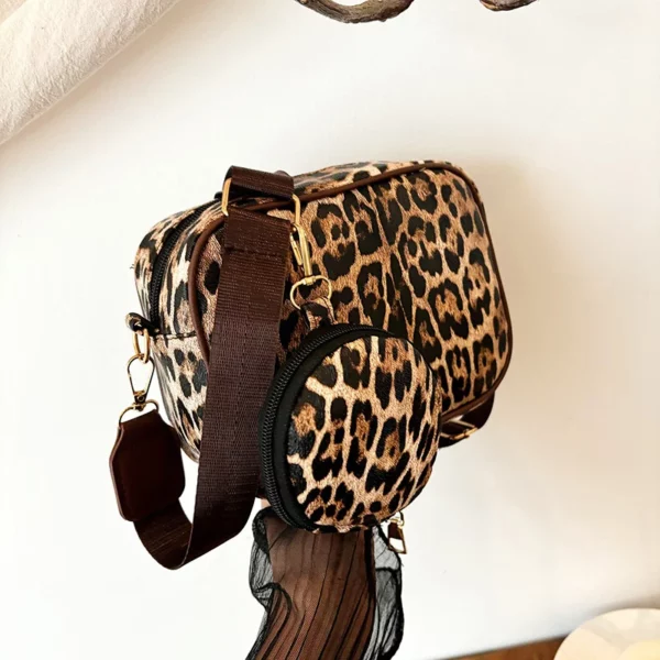 Tweedelige set damesschoudertas met portemonnee Mode luipaardprint Kleine vierkante tas Nieuwe dames crossbodytas Telefoonpakket