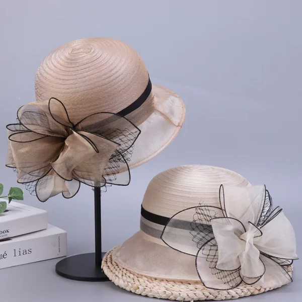 Nieuwe Mode Dames Fascinators Hoedenzaak Kerk Hoed Elegante Boog Brede Rand Emmer Hoeden Kentucky Derby Fedora Vrouwen Zomer Zon Cap