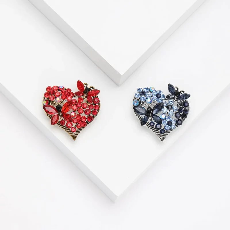 Prachtige Kristallen Zirkoon Romantische Hart Vlinder Broche voor Dameskleding Jurk Badge Pin Fashion Business Party Sieraden - Image 2
