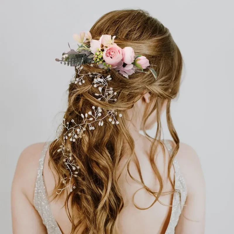 1Pcs Fashion Rode Bloem Haar Kam Bruidsmeisje Crystal Haar Clip Bridal Haarspeld Bruiloft Haar Sieraden Voor Vrouwen Party Haarband gift - Image 5