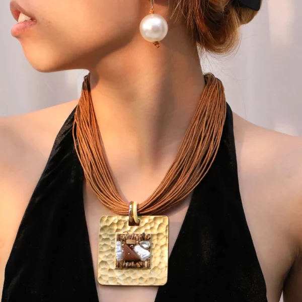 Statement Vintage ketting met vierkante hanger voor dames meisje trendy bruiloft sieraden