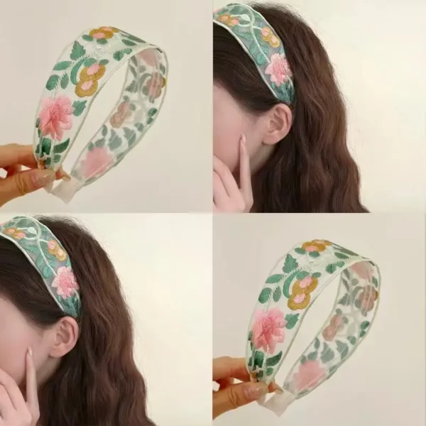 Elegante chiffon borduurwerk bloem haarband voor vrouwen zoet haar versieren hoofdband haar hoepel band tulband mode haaraccessoires