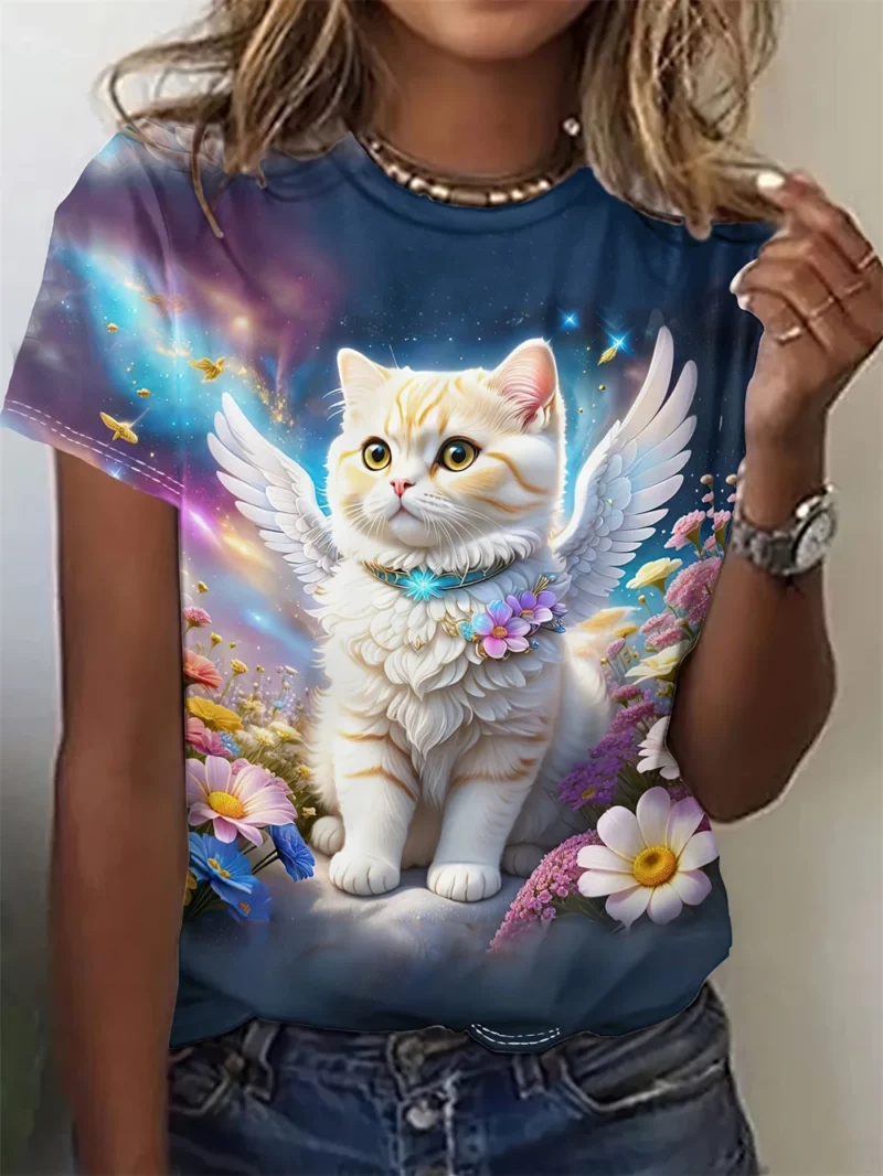 2025 Funny Animal Women's T-Shirts 3d Print Cute Cartoon Cat Casual Short Sleeve Tshirt Fashion Top O-Neck Female Clothing - Image 5