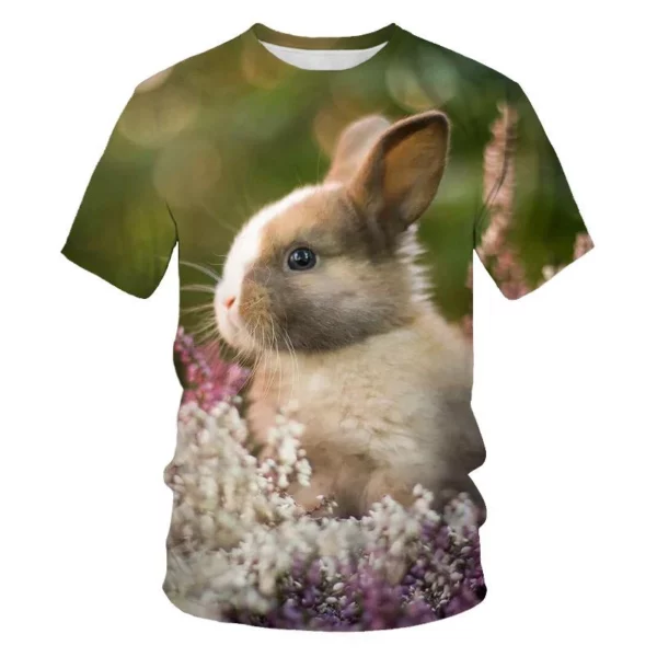 Mode Schattige Konijn 3D Print T-shirts Zomer Mannen Vrouwen Casual Korte Mouw T-shirt Oversized Harajuku Man Tees Tops Kid Kleding