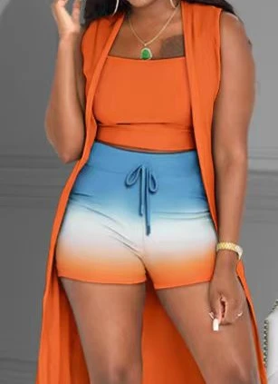 Korte Broek Set Dames Zomer 2024 Mode Veelzijdige Casual Bedrukte Jas Mouwloze Tops En Halve Broek Voor Dames Streetwear