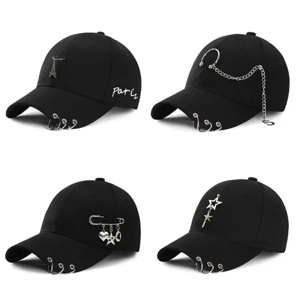 Papa Hoed Creatieve Piercing Ring Baseball Cap Punk Hip Hop Caps Katoen Volwassen Casual Solid Verstelbare Unisex caps