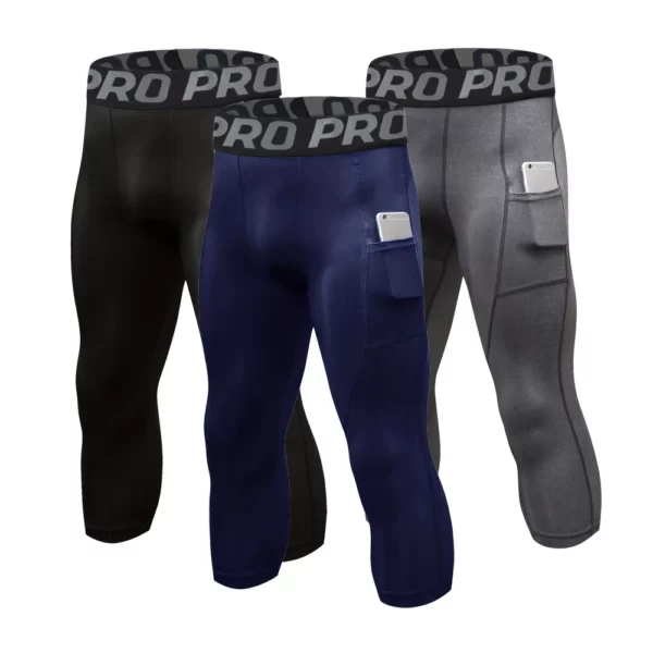 3/4 compressiebroek heren sneldrogende gym workout legging basketbal hardlopen atletische sporttraining basislaag bodems