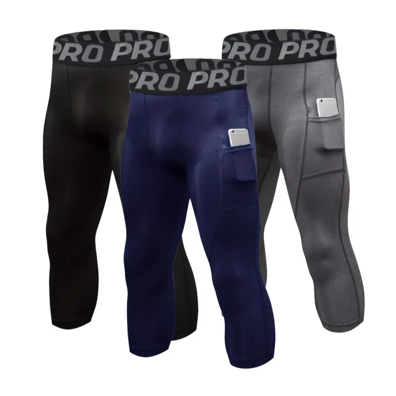 3/4 compressiebroek heren sneldrogende gym workout legging basketbal hardlopen atletische sporttraining basislaag bodems
