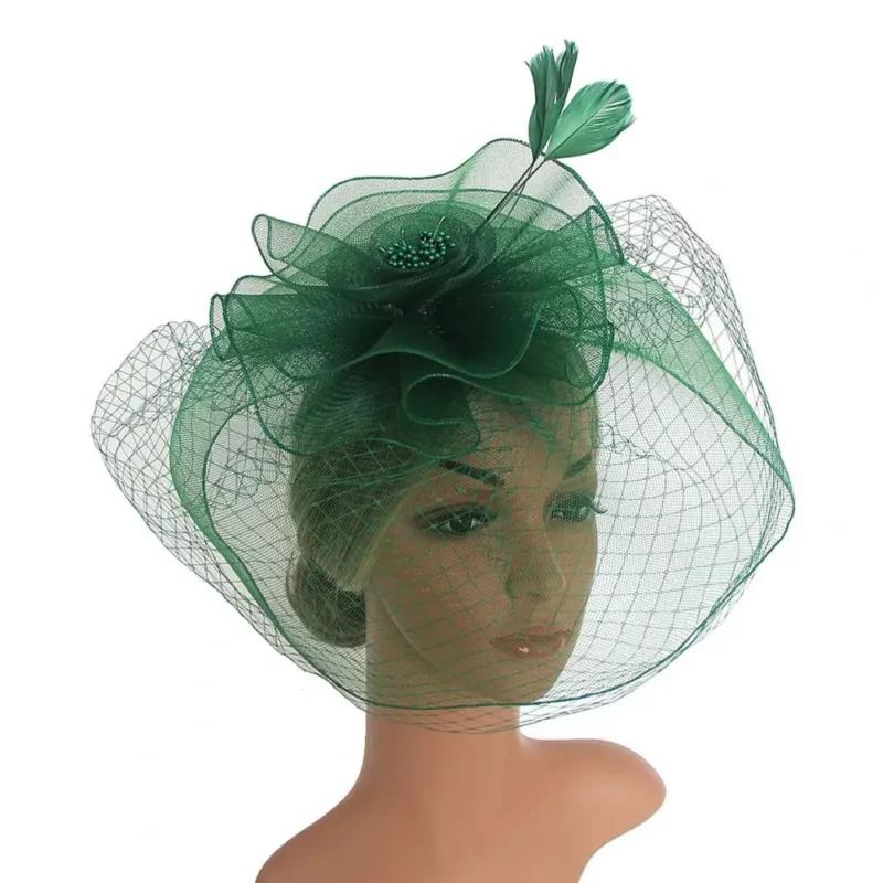 Party Tovenaar Hoed Mesh Visnet Veer Vintage Bloem Bruiloft Hoofddeksels Hoofd Decor Hoed Haaraccessoires - Image 2