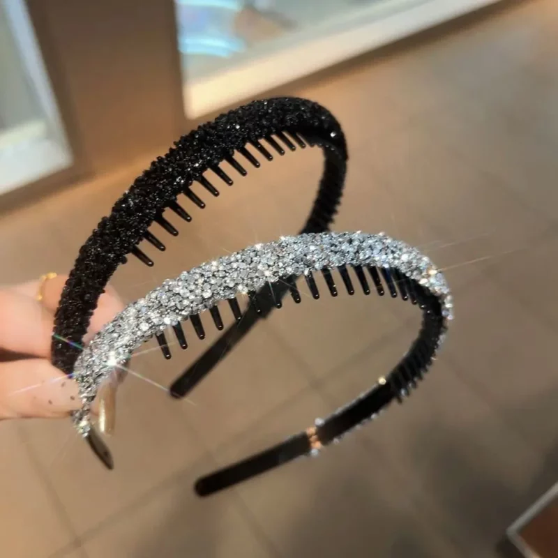 Leuke plastic strass hoofdband met getande gezichtswas haarband make-up Koreaanse stijl diamanten haarhoepel antislip