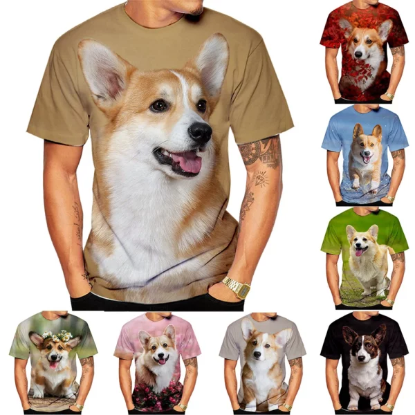 Schattig Huisdier Welsh Corgi 3d Bedrukt T-Shirt Pembroke Puppy Baby Puppy T-Shirt Casual Mode T-Shirt Voor Mannen En Vrouwen