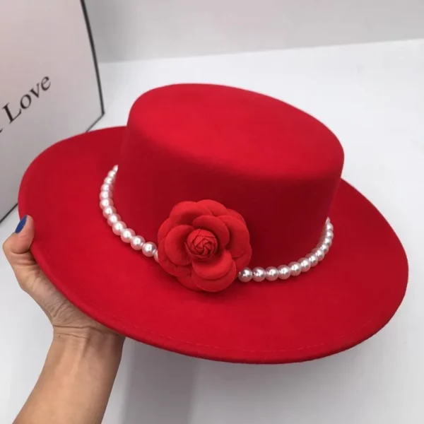 Franse stijl Fedora hoed voor vrouwen 10 cm brede rand platte top vilten hoed winter herfst derby bruiloft jazz hoeden