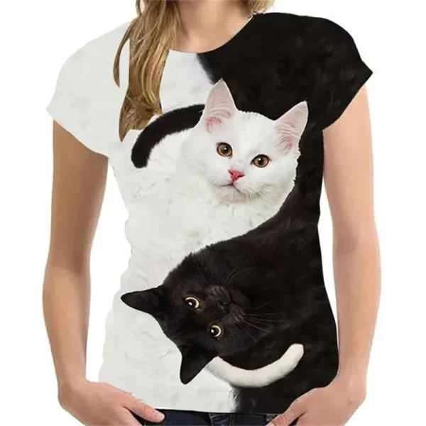 3d Gedrukt Mysterieus Kat T-Shirt Voor Vrouwen Mannen Schattige Dieren Grafische T-Shirts Zomer Mode Losse T-Shirts Korte Mouwen O-hals Tops