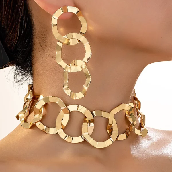 sieradenset voor dames meisjes Geometrische cirkel ketting oorknopjes set overdreven eenvoudige en elegante mode DS035