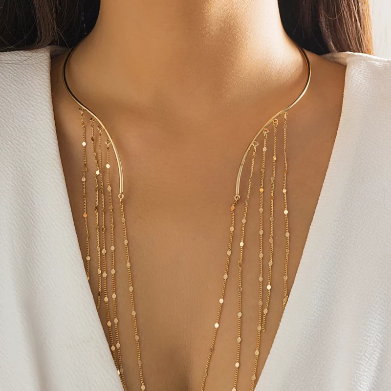 PuRui Vintage Ster Ronde Lange Kwast Open Kraag Imitatie Parel Kristal Charme Ketting Choker voor Vrouwen Sieraden Op De Hals Nieuw - Image 4