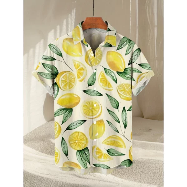 Fruit 3D-geprint mode herenoverhemd citroen banaan 3D-geprint zomer Hawaiiaans overhemd met korte mouwen strandvakantie cool casual tops