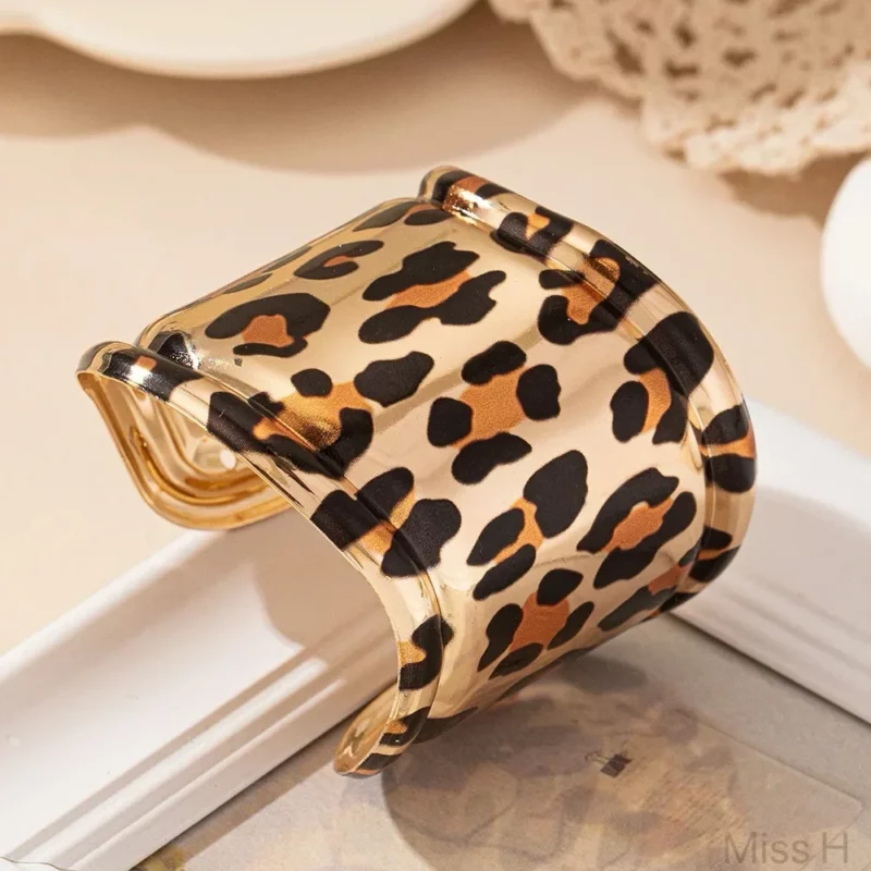 Luipaardprint Manchet Bangles Armband voor Vrouwen Grote Brede Vintage Eenvoudige Boheemse Mode Meisje Stijl Sieraden Cadeau - Image 5