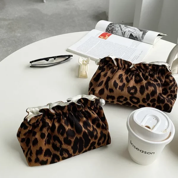 Dames Cosmetische Tassen Luxe Clutches Luipaard Parel Rits Stijlvolle Draagbare Make-Up Tas Opbergen Meisjes Make-Up Organizer Cion Portemonnee