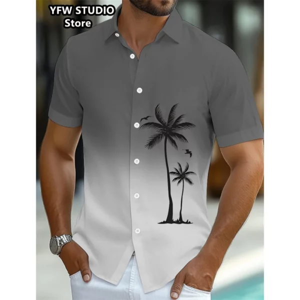 3D Kokospalm Bedrukte Shirts voor Mannen Hawaiiaans Shirt Mannen Zomervakantie Korte Mouw Strand Tops T-shirt Mannen Oversized Blouse