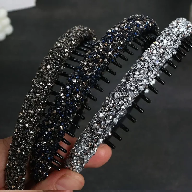 Leuke plastic strass hoofdband met getande gezichtswas haarband make-up Koreaanse stijl diamanten haarhoepel antislip - Image 4