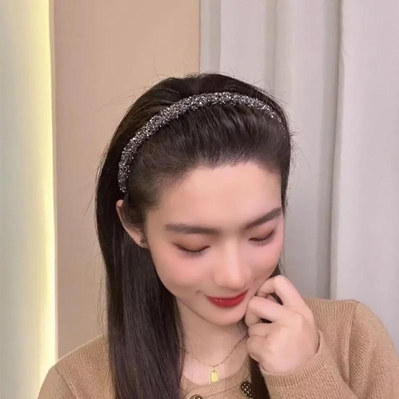 Leuke plastic strass hoofdband met getande gezichtswas haarband make-up Koreaanse stijl diamanten haarhoepel antislip - Image 2
