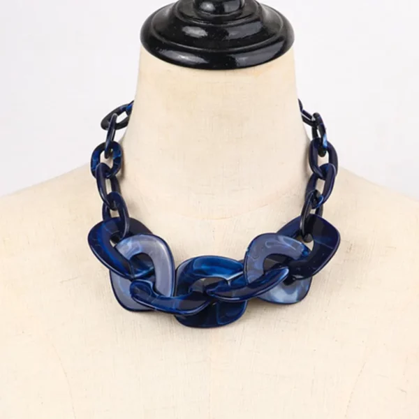Bohemen Acryl Grote Vierkante Link Choker Ketting voor Vrouwen Mannen Nieuwe Turquoise Hars Geometrische Hals Ketting Hangers Sieraden Kraag