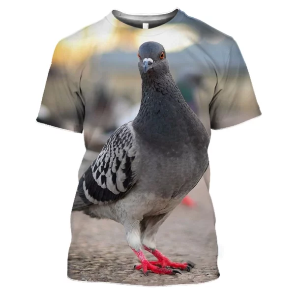 Wilde Duif 3d Print Zomer Heren-Hals T-Shirt Casual Korte Mouw Oversized Pullover Mode Streetwear T-Tops Heren Kleding