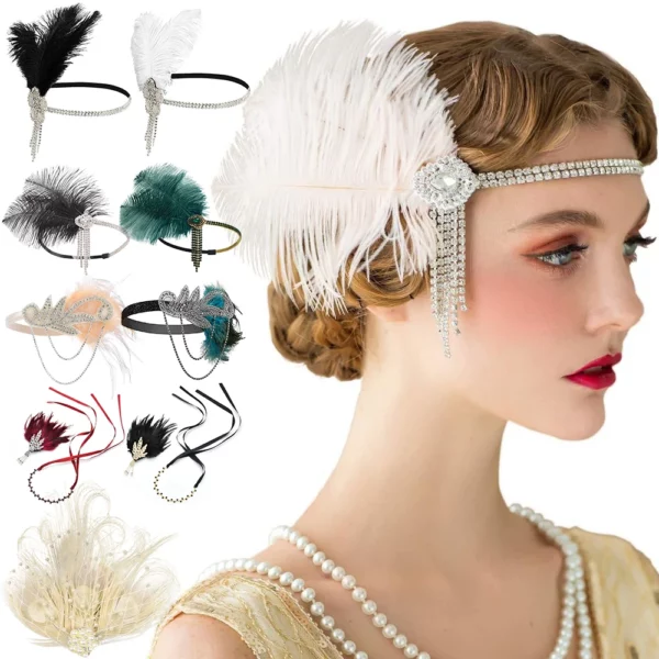 1920S Hoofdband Vintage Bridal Great Gatsby Flapper Party Hoofddeksel Accessoires Hoofdband Kostuum Props Kralen Hoofdband Chain