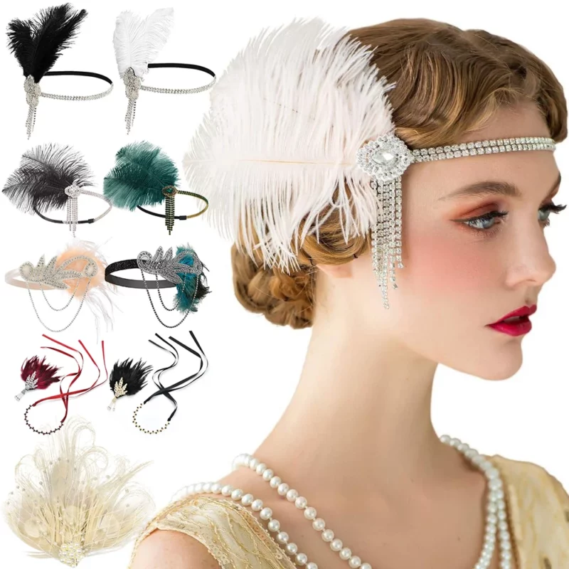 1920S Hoofdband Vintage Bridal Great Gatsby Flapper Party Hoofddeksel Accessoires Hoofdband Kostuum Props Kralen Hoofdband Chain