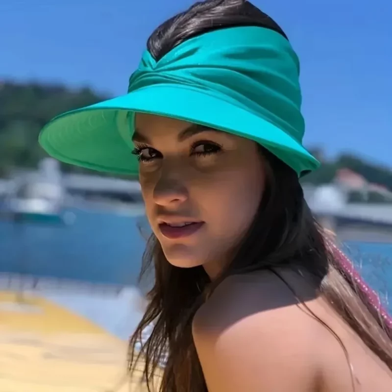 56-65 Size Cap Beach Sun Hat Women Big Head Spring Summer New Hollow Top Hat 50+ Sun Hat Girls High Elastic Outdoor Sports Hats - Image 3
