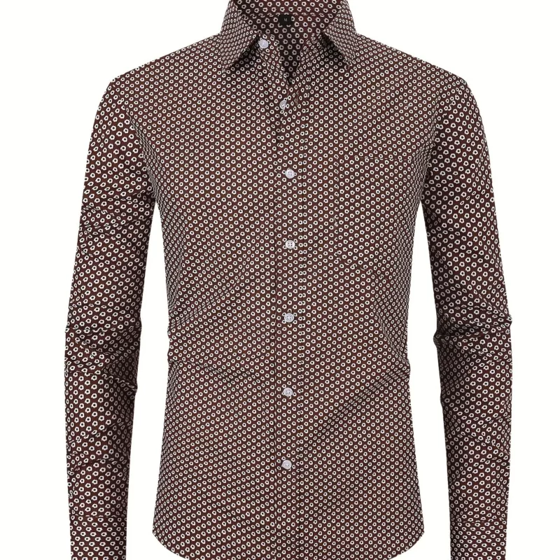 2024 Mode Trend Street Fashion Shirt 3d Bedrukt Bloemenklein Patroon Bedrukt Shirt Met Lange Mouwen Revers Shirt Casual Herenkleding - Image 5