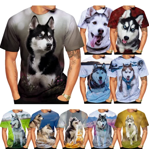 Nieuwe Mode 3D Gedrukt Mannen/vrouwen T-shirt Dier Siberische Husky Grappige Persoonlijkheid Creatieve Zomer O-hals T-shirt