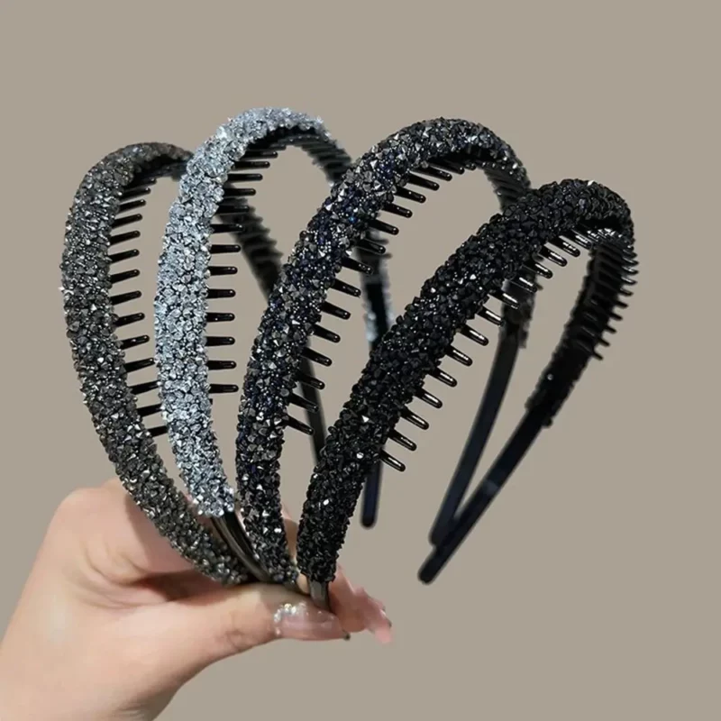 Leuke plastic strass hoofdband met getande gezichtswas haarband make-up Koreaanse stijl diamanten haarhoepel antislip - Image 5
