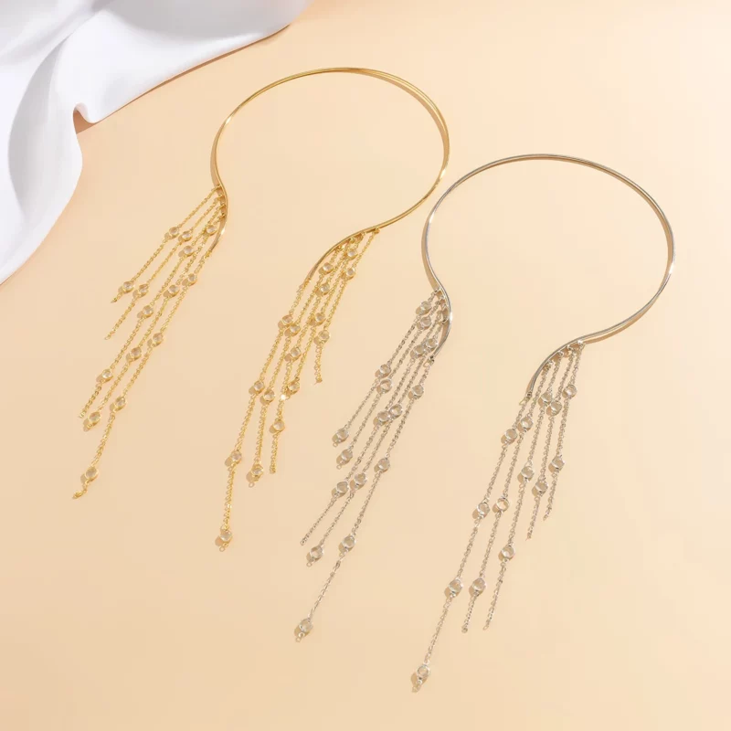 PuRui Vintage Ster Ronde Lange Kwast Open Kraag Imitatie Parel Kristal Charme Ketting Choker voor Vrouwen Sieraden Op De Hals Nieuw - Image 5