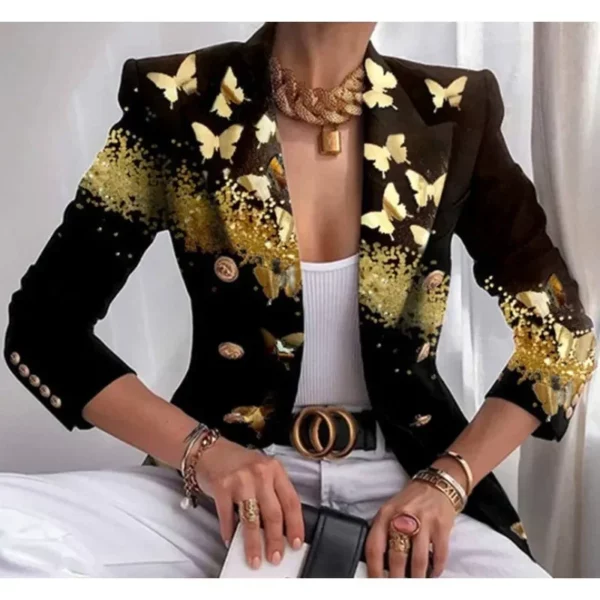 Damesmode Casual Effen Dubbele Rij Knopen Lange Mouwen Blazer Y 2K Herfst Jas Mix Outwear Jassen Ketting Print Jassen