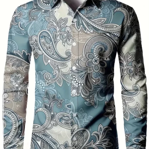 Heren Retro Cashew Bloemenshirt Prachtig Bedrukt Overhemd Met Lange Mouwen En Knopen Overhemd Mode Casual Revers Vest Jas Kantoor Shirt