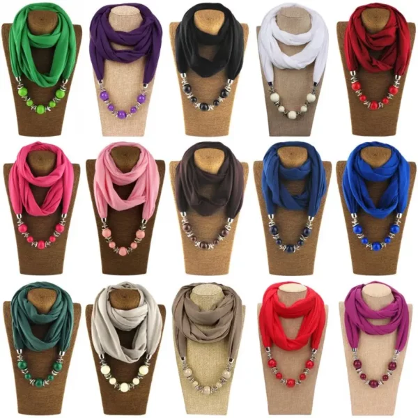 Etnische lichtgewicht kleur kraag sjaal kralen hangers sieraden ketting voor sjaals wrap vrouwen sjaal
