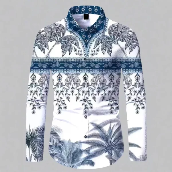 Casual herenoverhemd met lange mouwen Digitaal printen Trendy lente herfst Nieuwe stijl Kledingmerk Geen AE Stockpile Ander materiaal