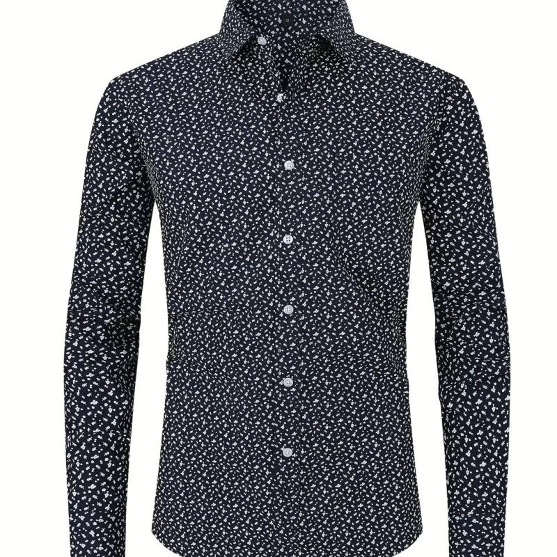 2024 Mode Trend Street Fashion Shirt 3d Bedrukt Bloemenklein Patroon Bedrukt Shirt Met Lange Mouwen Revers Shirt Casual Herenkleding - Image 4
