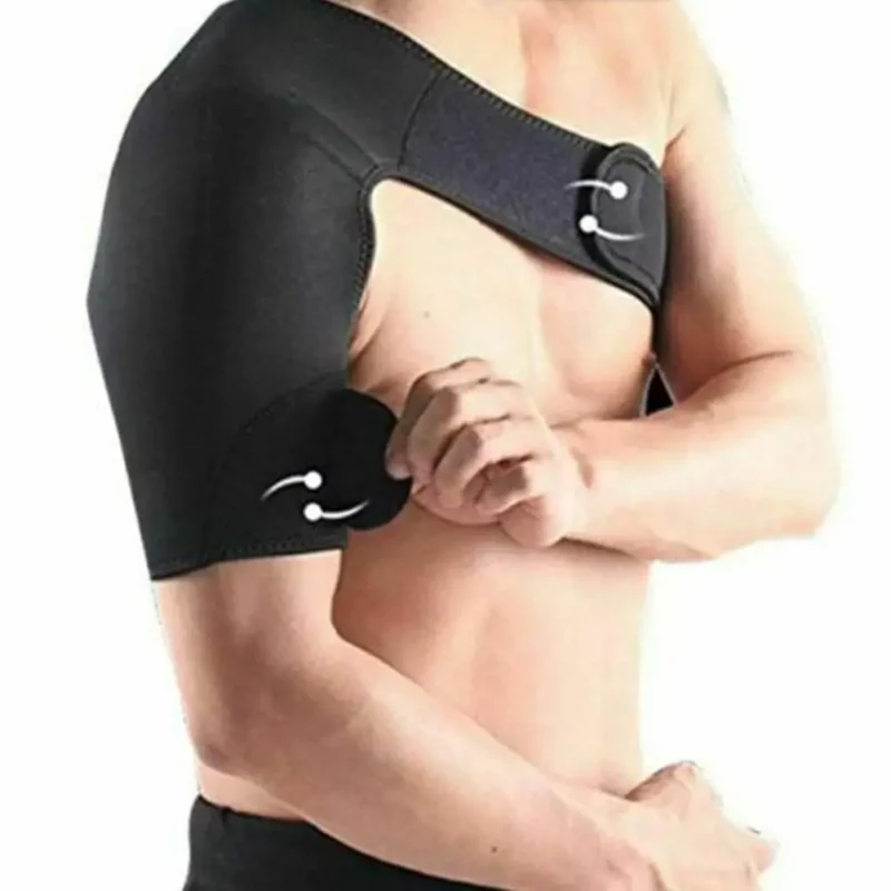 1 stks Verstelbare Gym Sportverzorging Enkele Schouder Ondersteuning Terug Brace Guard Strap Wrap Belt Band Pads Zwart Bandage Mannen & Vrouwen - Image 2