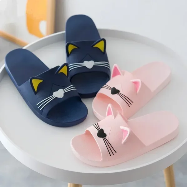 Nieuwe Zomer Slippers Vrouwen Thuis Schoenen Sandalen Cartoon Katten Slippers Mannen Paar Zachte Zool Badkamer Slippers