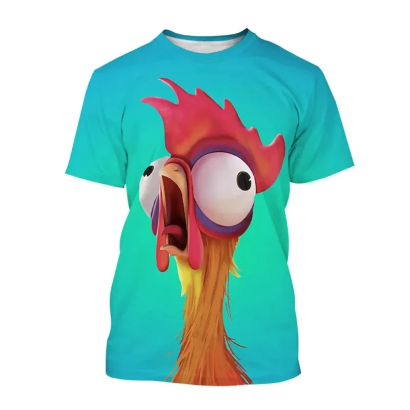 2024 Grappige Kip T-shirts 3D Print Moana Cartoon Anime Mannen Vrouwen Straat Casual T-shirt Kinderen Jongen Meisje Tees tops Kleding - Image 3