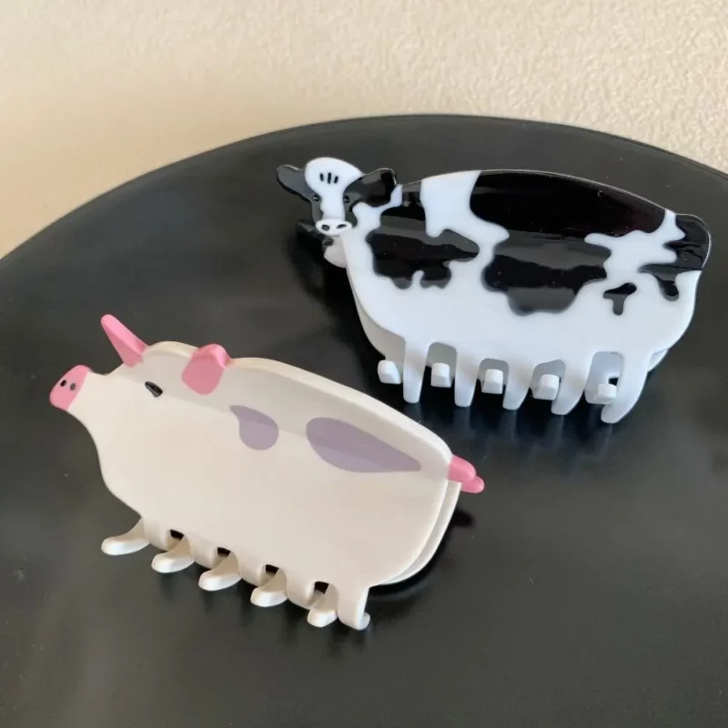 Creative Pig Acetate Cow Hair Claw Wolf Cattle Cartoon Animal Shark Clip Acetic Acid Mid Size Animals Hair Clip Wash Face - Image 2