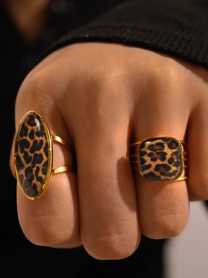 Minimalistische 18K PVD vergulde 304 roestvrijstalen ringen dikke sieraden hoge kwaliteit charme stijlvolle Boho Leopard gouden sieraden - Image 5