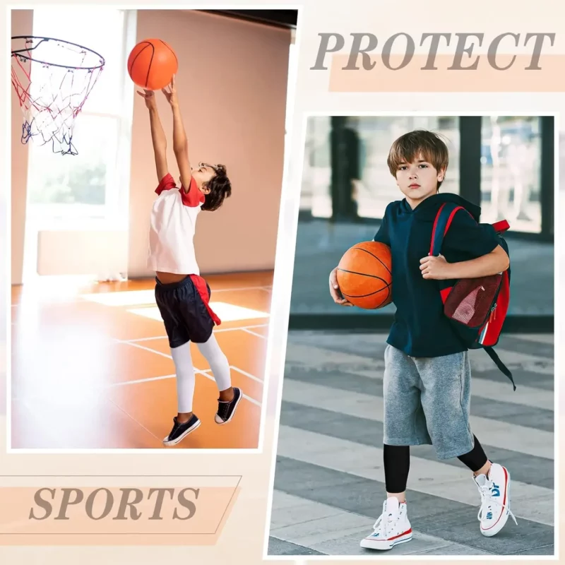 1 paar lange compressie beenmouwen voor kinderen, comfortabele antislip UV-bescherming brace-ondersteuning voor basketbal hardlopen fietsen - Image 4