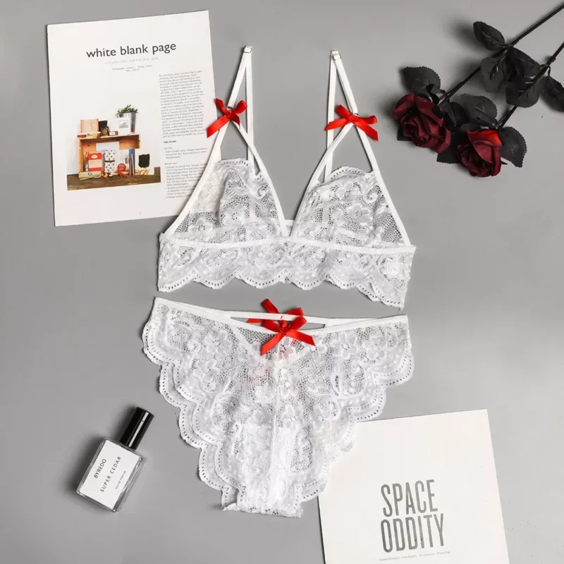 Sexy kanten vlinderknoop diepe V-verleidingsset grensoverschrijdend nieuwe collectie ondergoed attractie driepunts riemontwerp - Image 7