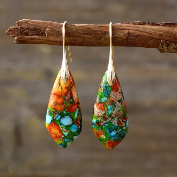 Boheemse keizer steen geometrische hanger oorbel populaire natuursteen sieraden oorbellen voor vrouwen luxe Boho originele oorbel